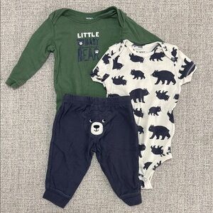 Carter's Green and Navy Bear Outfit Set